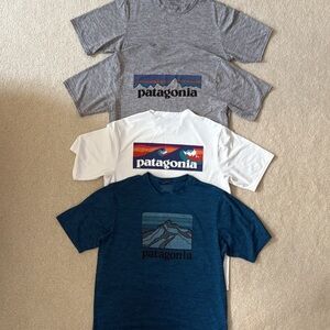 Patagonia Short Sleeve Tees - Gray, White, Blue